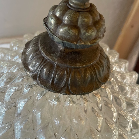 Mid Century Glass Ceiling Lamp Glass Light ORNATE DIAMOND Hollywood regency - Picture 9 of 9